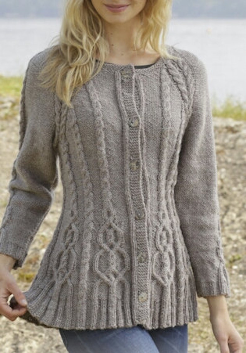 Garnstudio Photo Pattern /knit Multi Cable Flared Cardigan Etsy