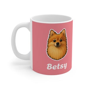 Taza personalizada de Pomerania: Taza de café con nombre personalizado para perro