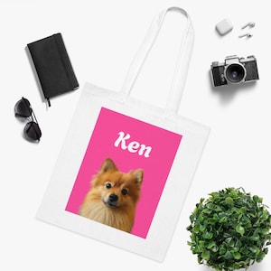 Personalized Pomeranian Dog Tote Bag: Custom Name Cotton Shopping Bag