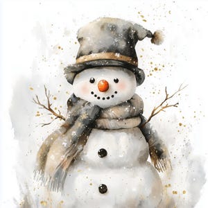 11 Vintage Snowman in Winter Scenery Clipart | Cute Snowman | High Quality JPGs | Digital download | Paper craft | junk journals