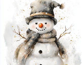 11 Vintage Snowman in Winter Scenery Clipart | Cute Snowman | High Quality JPGs | Digital download | Paper craft | junk journals