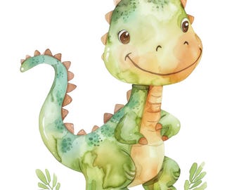 10 PNG Clipart di dinosauri dei cartoni animati, dinosauro bambino, clipart acquerello stampabile, PNG di alta qualità, download digitale, lavoretti di carta, diario spazzatura