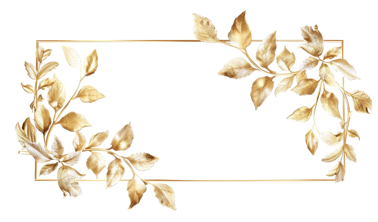 14 Golden Leaves Frame Clipart: Printable PNG Images (digital Download ...