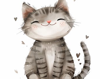 14 Cartoon Cat Clipart | Adorable Nursery Kittens | Printable Watercolor clipart | High Quality JPGs | Digital download | Paper craft