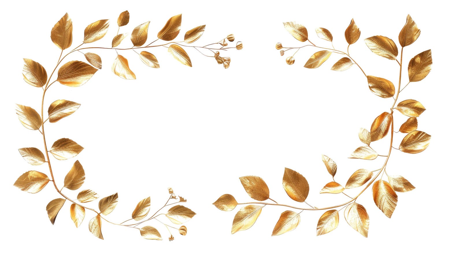14 Golden Leaves Frame Clipart: Printable PNG Images (digital Download ...