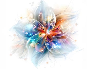 10 Blue and Gold Abstract Flower Cliparts: Watercolor style, Bright Floral Designs, High-Resolution JPG & PNG (Digital Download)