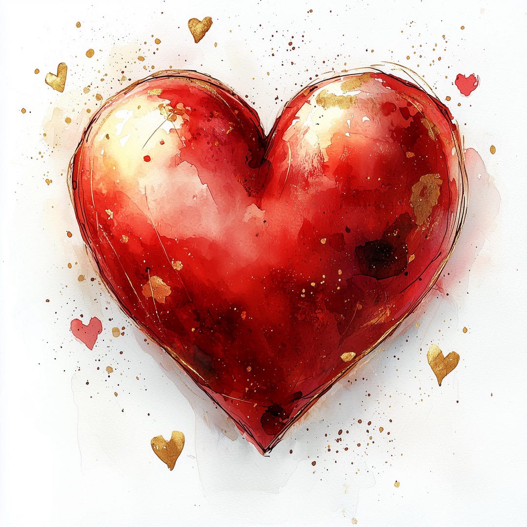 20 Cute Heart Clipart | Valentine’s Day Designs | Digital Watercolor ...