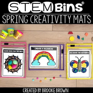 Spring STEM Bins® Creativity Mats - St. Patrick's Day, Easter Activities - Play dough, Coloring Sheets