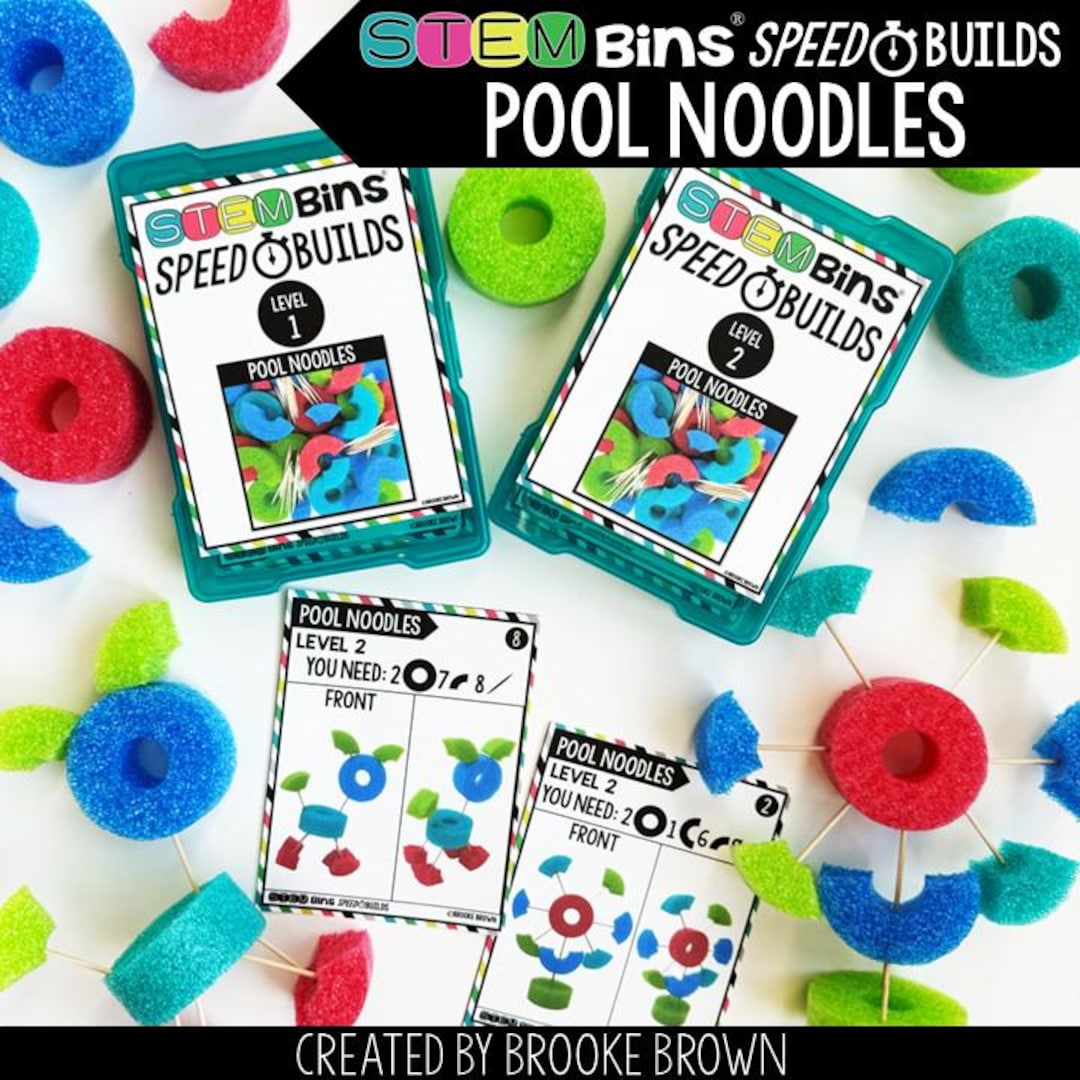 Pool Noodle STEM Challenge Cards: End of the Year, Spring, Summer STEM ...