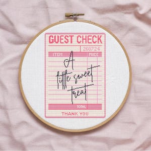 A Little Sweet Treat Cross Stitch Pattern | Pink Diner Guest Check | Kawaii Kitchen Decor | PDF