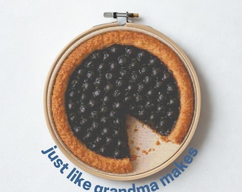 Blueberry Pie Cross Stitch Pattern: Retro Kitchen Decor (PDF)