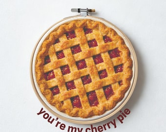 Cherry Pie Cross Stitch Pattern: Retro Food Art (Digital Download)