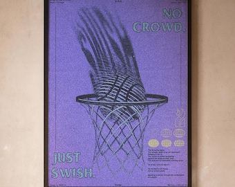 Póster de baloncesto | Arte mural deportivo de Swish | Decoración para la habitación de un atleta
