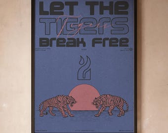 Póster de tigre | Arte mural de animales llamativos | Deja que los tigres se liberen