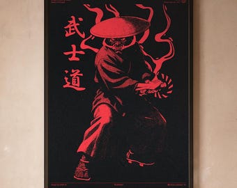 Póster de samurái | Arte mural de guerrero japonés | Decoración japonesa Bushido