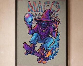 Póster de Skate Wizard | Arte mural de skateboarding | Decoración para habitación de skater