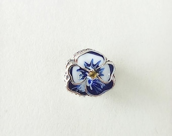 PANDORA 925 Ale CZ Blue Pansy Flower Charm