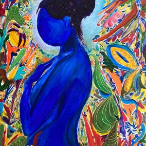 Acrylic painting - La femme bleu
