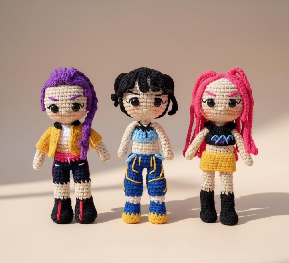 Kpop Amigurumi Crochet Doll Pattern Bundle: Rumi, Mira & Zoey (PDF