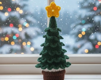 5層かぎ針編みのクリスマスツリーのパターン、ホリデーアミグルミ（PDF）