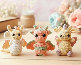 Baby Dragon Crochet Pattern Bundle: 3 Dragon Amigurumi Crochet, PDF English Tutorial
