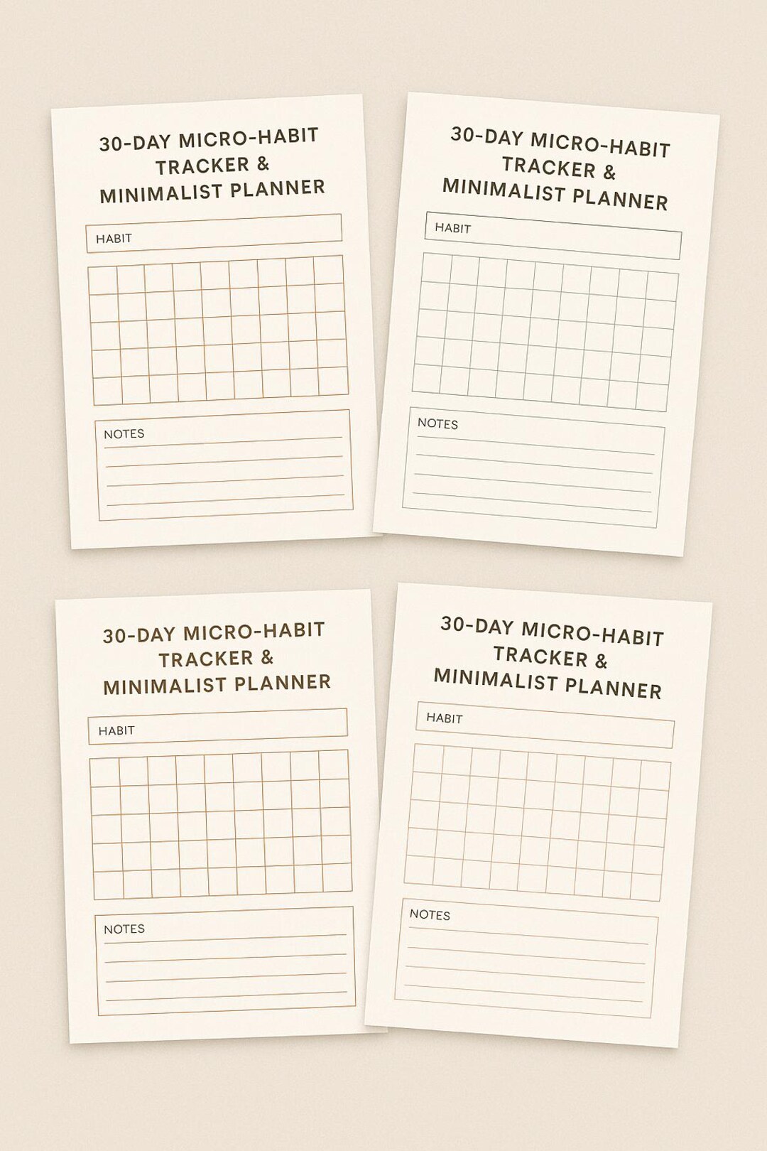 30 Day Habit Tracker Printable Bundle • Minimalist Planner & Creative ...