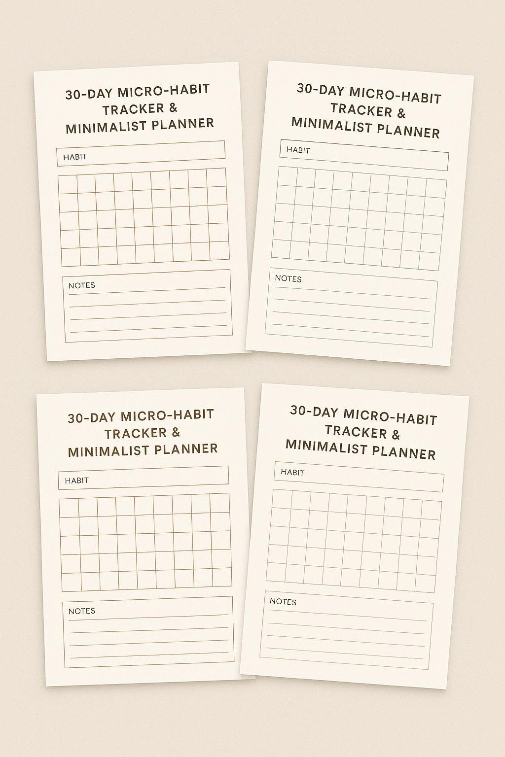 30 Day Habit Tracker Printable Bundle • Minimalist Planner & Creative ...