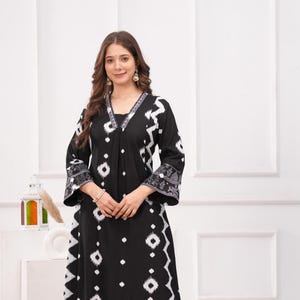 Black kurti set, ethnic kurti set, indian cotton kurta, boho kurta outfit, block print kurti, traditional dress, festive wear