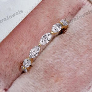 Marquise Eternity Band Eternity Ring Gold Plated Simulated Diamond Full Eternity Band 4x2mm Marquise Wedding Band Minimalist Gift For Her