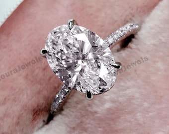 Anello di fidanzamento ovale in argento placcato oro, anello da viaggio, anello di promessa nuziale, anello con diamante simulato, anello solitario classico con diamante, anello da giorno