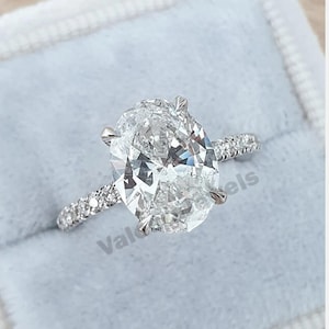 2.5 CT Oval Cut Moissanite Engagement Ring Oval Diamond Ring Classic Pave Bridal Ring CZ Dainty Ring Art Deco Vintage Hidden Halo ring