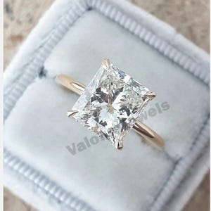 Radiant Cut Moissanite Hidden Halo Ring 925 Sterling Silver Box Radiant CZ Ring for Her Diamond Ring for Women