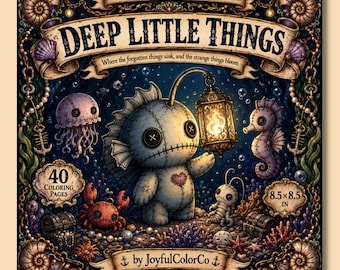 Libro para colorear Deep Little Things Spooky Cute – PDF imprimible de 40 páginas, Dark Whimsy Ocean Art