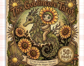 Libro para colorear del Tarot Goblincore: 50 páginas imprimibles de Arcanos Mayores con líneas en negrita