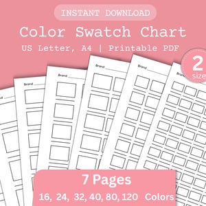 Color Swatch Chart Blank Color Chart Printable, Minimalist Color Swatch Chart Printable, Color Swatch Template Page, Color Swatch Sheet