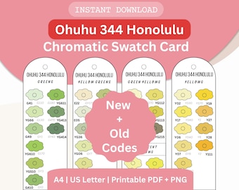 Ohuhu Honolulu 344 Marker Swatch Card, New Old Codes (Digital Download)