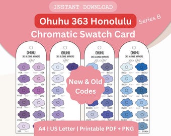Ohuhu 363 Serie B Swatch Card: Printable Honolulu Old & New Codes (PDF-Download)