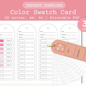 Printable Palette Template PDF, Marker Watercolor Gouache Chart, Digital Art Supply Tracker Sheets