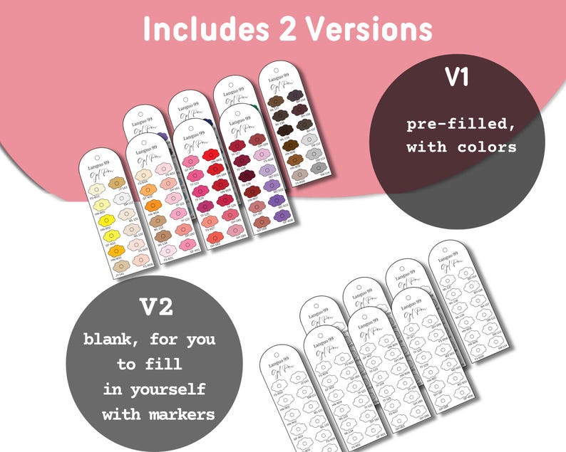 Languo 99 Gel Pen Swatch Card: 99 Colors Printable Tracker PDF and PNG ...