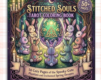 Stitched Souls Tarot Coloring Book | 50 Spooky Plushie Pages | Adult PDF Download