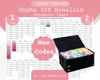 Ohuhu 320 Honolulu Marker Swatch Chart: Printable Color Organizer (Digital Download)