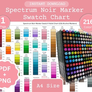 Spectrum Noir 216 Markerfärgskarta: A4 utskrivbar (PDF och PNG)