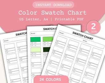 24 Color Swatch Chart: Marker, Watercolor, Acrylic (Digital Download)