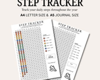 毎日の歩数トラッカー（印刷可能）｜年間ウォーキングログ｜A4/A5サイズ PDF