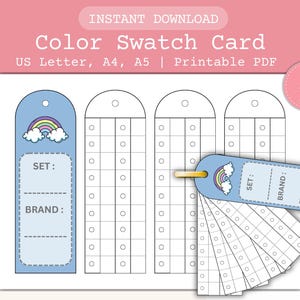 Printable Template PDF, Marker Watercolor Gouache Palette Tracker, Digital Chart Sheets for Artists