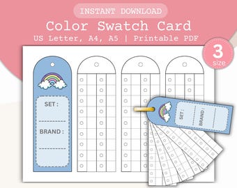 Printable Template PDF, Marker Watercolor Gouache Palette Tracker, Digital Chart Sheets for Artists