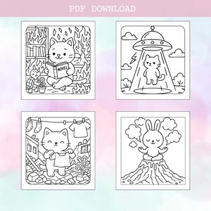 Printable coloring book for adults with funny animal scenes