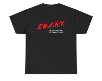 Emery Emo Men Entering Retirement Years Shirt, Funny Emo Parody Tee, Post Hardcore Nostalgia T-Shirt, Unisex Fan Shirt