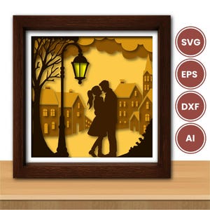 Wedding Couple 3D Shadow Box, Couple Romance Shadow Box, Wedding Gift, 3D Papercut Svg, Love Shadow Box, 3D Layered Paper, Cricut file