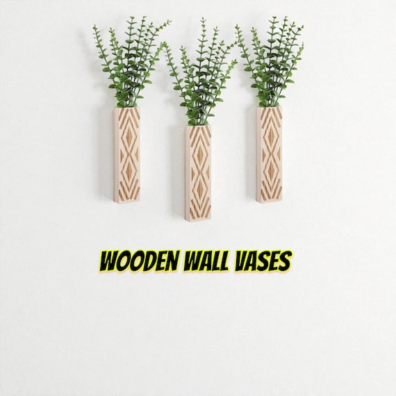 Handmade Oak Wood Wall Vase: Rustic Farmhouse Decor